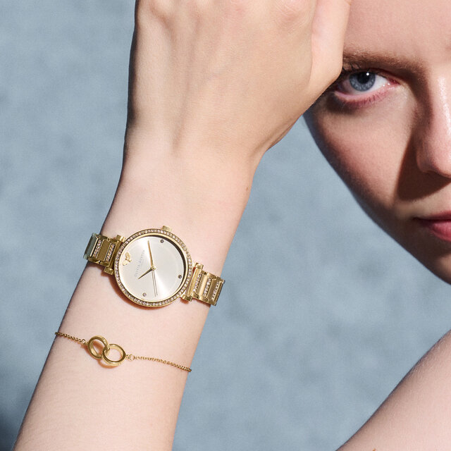 Montre Belgrave Tbar nude à bracelet or 32 mm