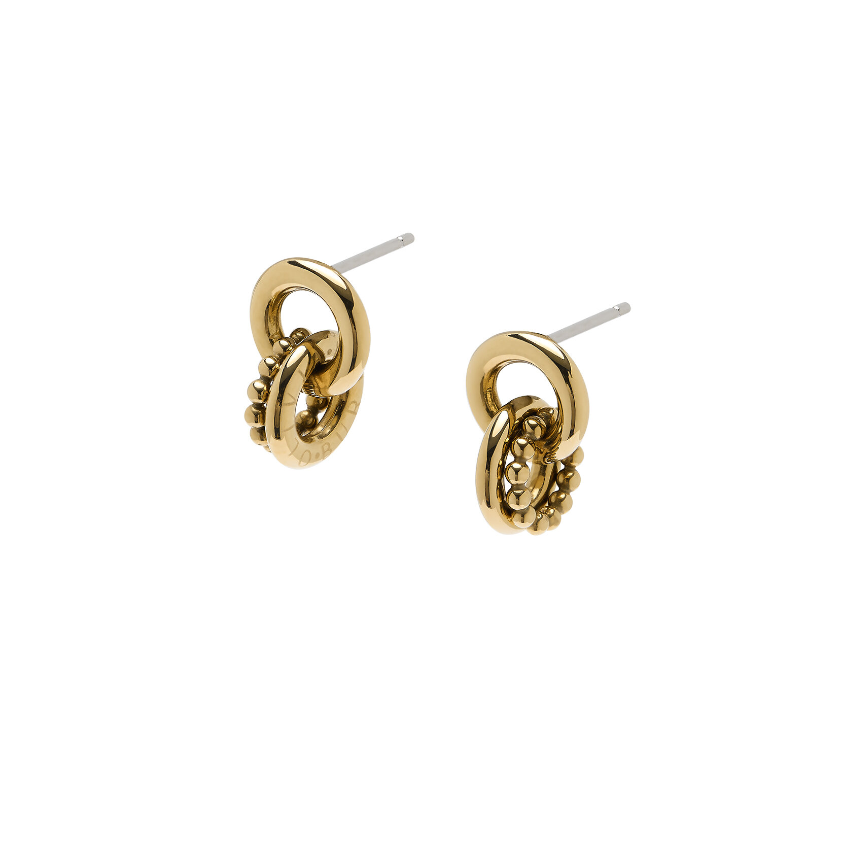 Vintage Bead Gold Interlinked Circle Earrings