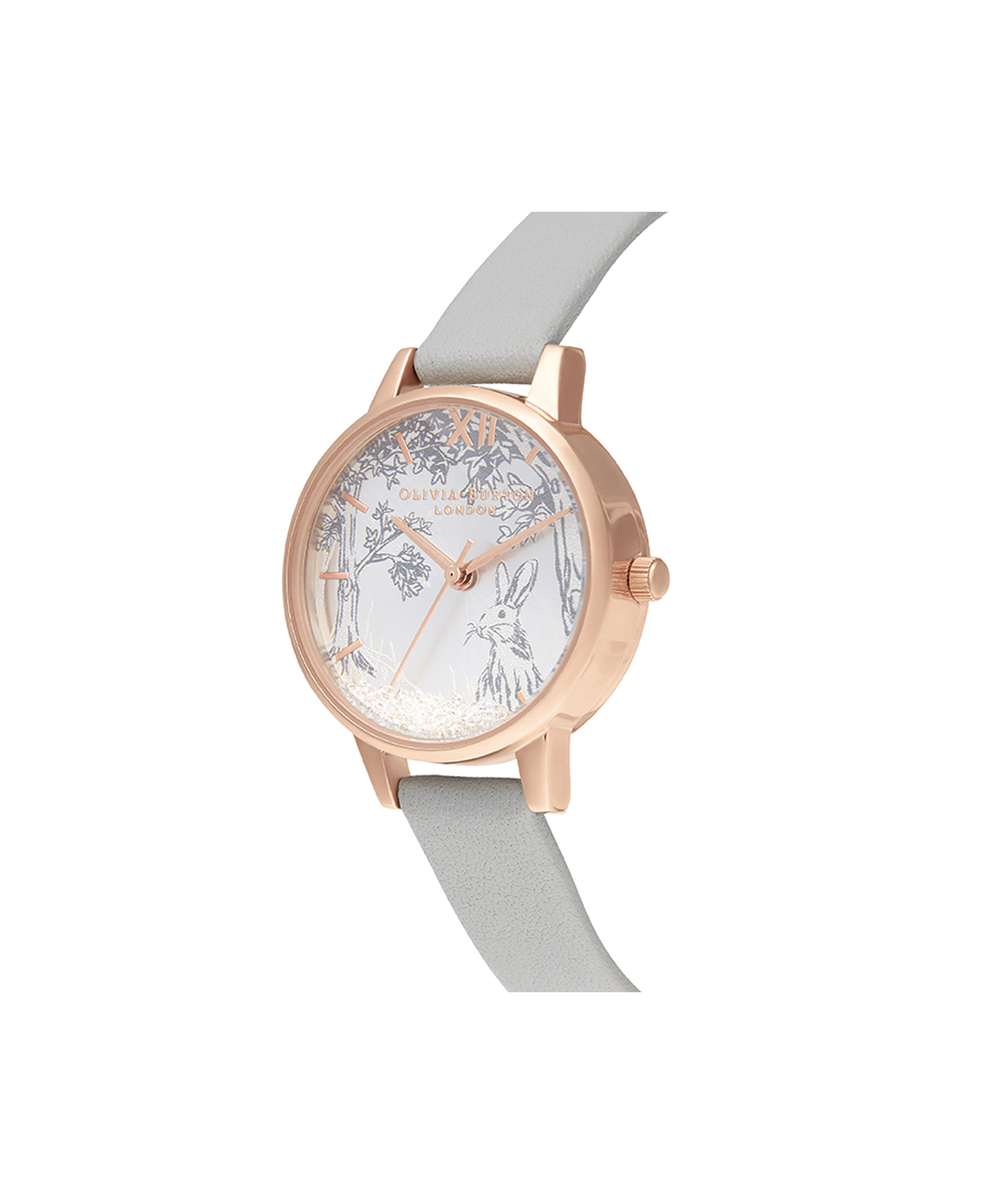 Snow Globe Winter Bunny Midi Grey Rose Gold Olivia Burton London