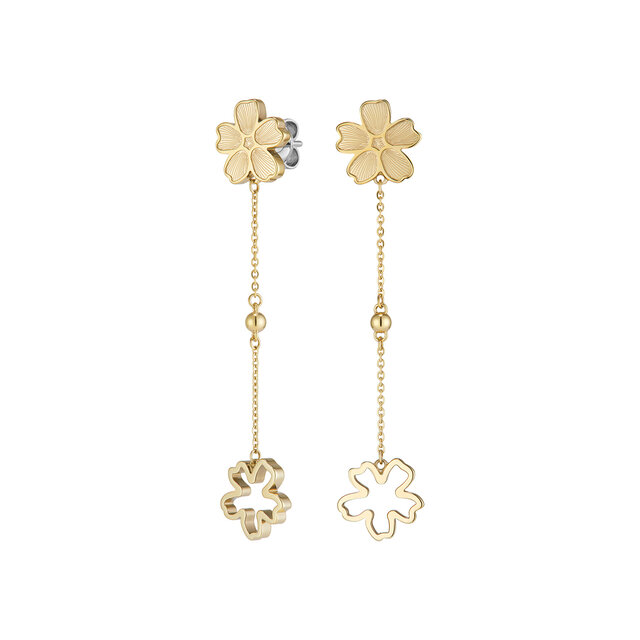 Forget Me Not Floral Gold Plated Drop Earrings