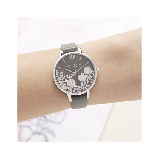 Lace Detail Grey & Silver Watch