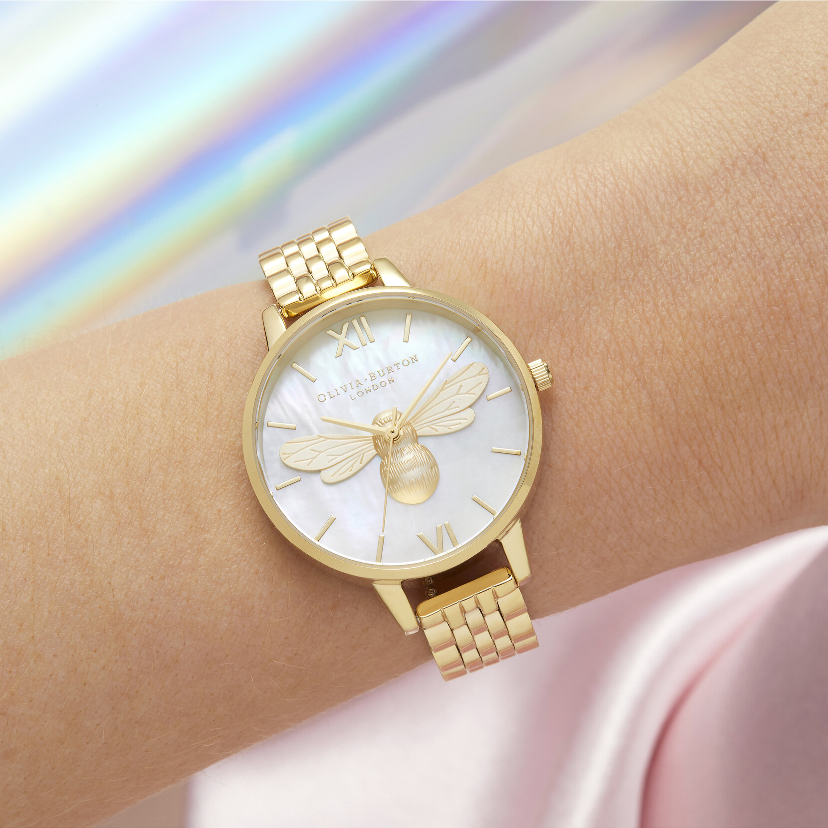 34mm White & Gold Bracelet Watch