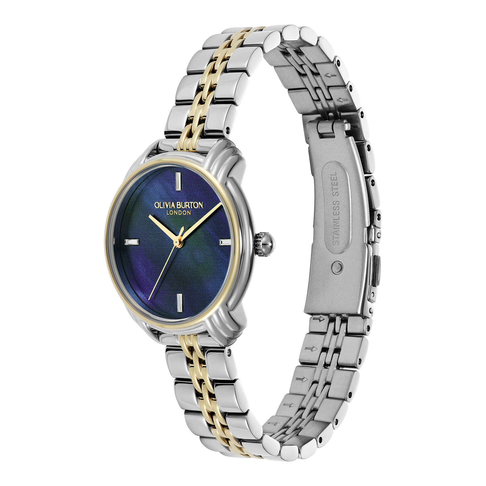Montre Art D&eacute;co 2.0 Bleu Marine et Bracelet Bicolore 30 mm