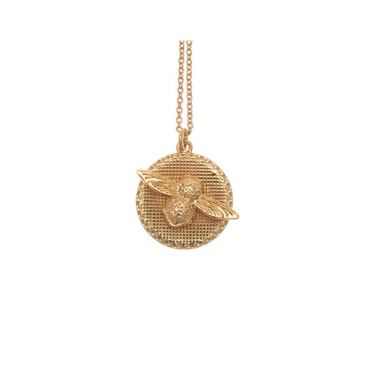 3D Bee & Coin Gold Necklace