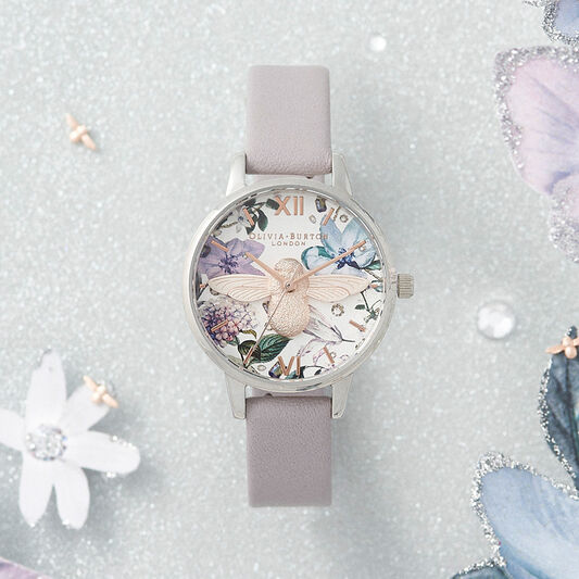 Bejewelled Florals Midi 3D Bee Parma Violet, Rose Gold & Silver
