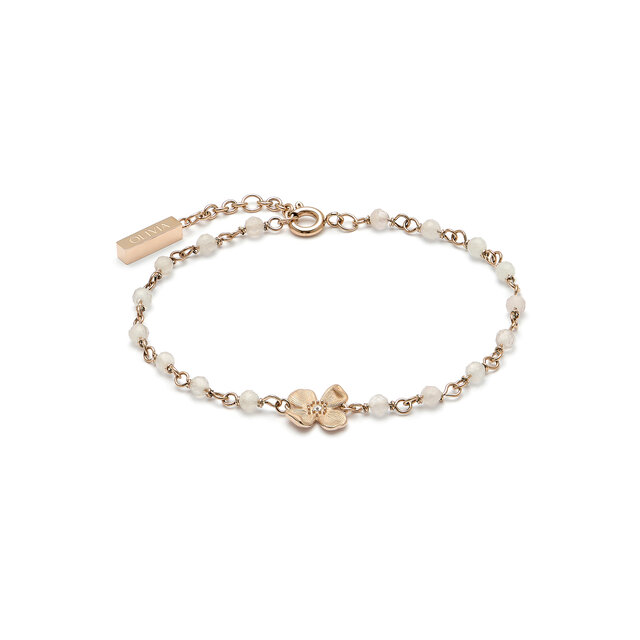 Dogwood Rose Gold Plated Beaded Charm Bracelet