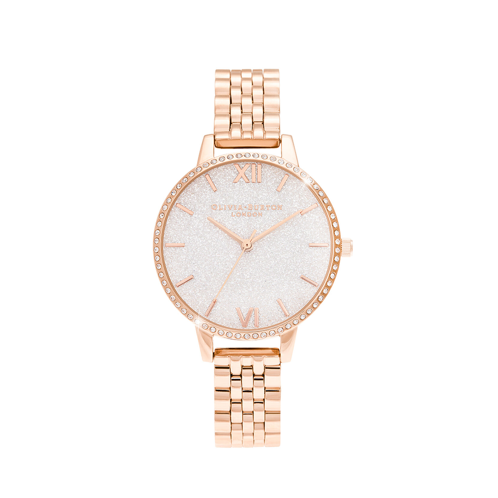 Glitter Dial 34mm White & Rose Gold Bracelet Watch