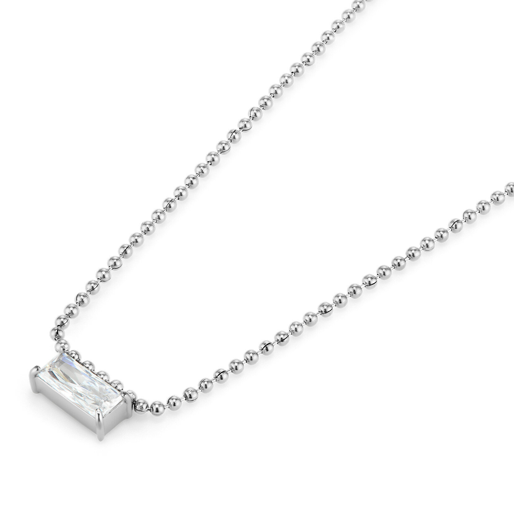 Baguette Crystal Silver Tone Necklace