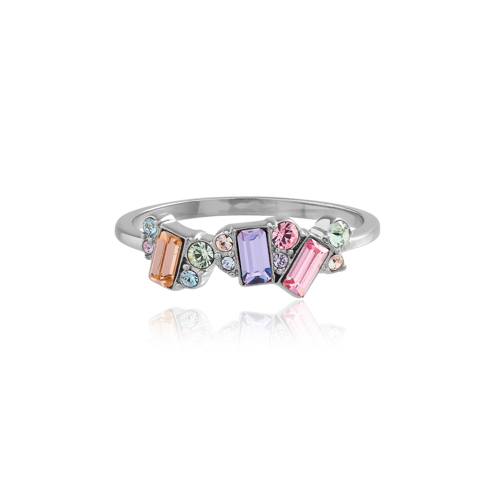 Rainbow Silver Rainbow Cluster Ring