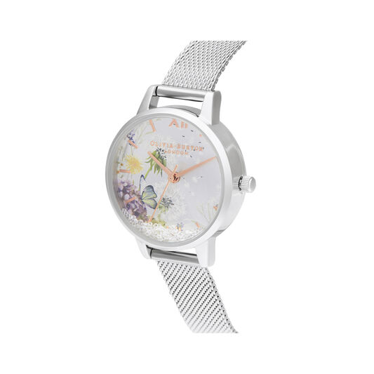 Wishing Watch Silver Sunray, Rose Gold & Silver Mesh