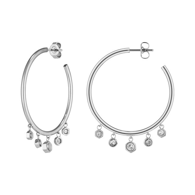 Boucles d'oreilles cr&eacute;oles Mini Droplet cristal transparent argent&eacute;