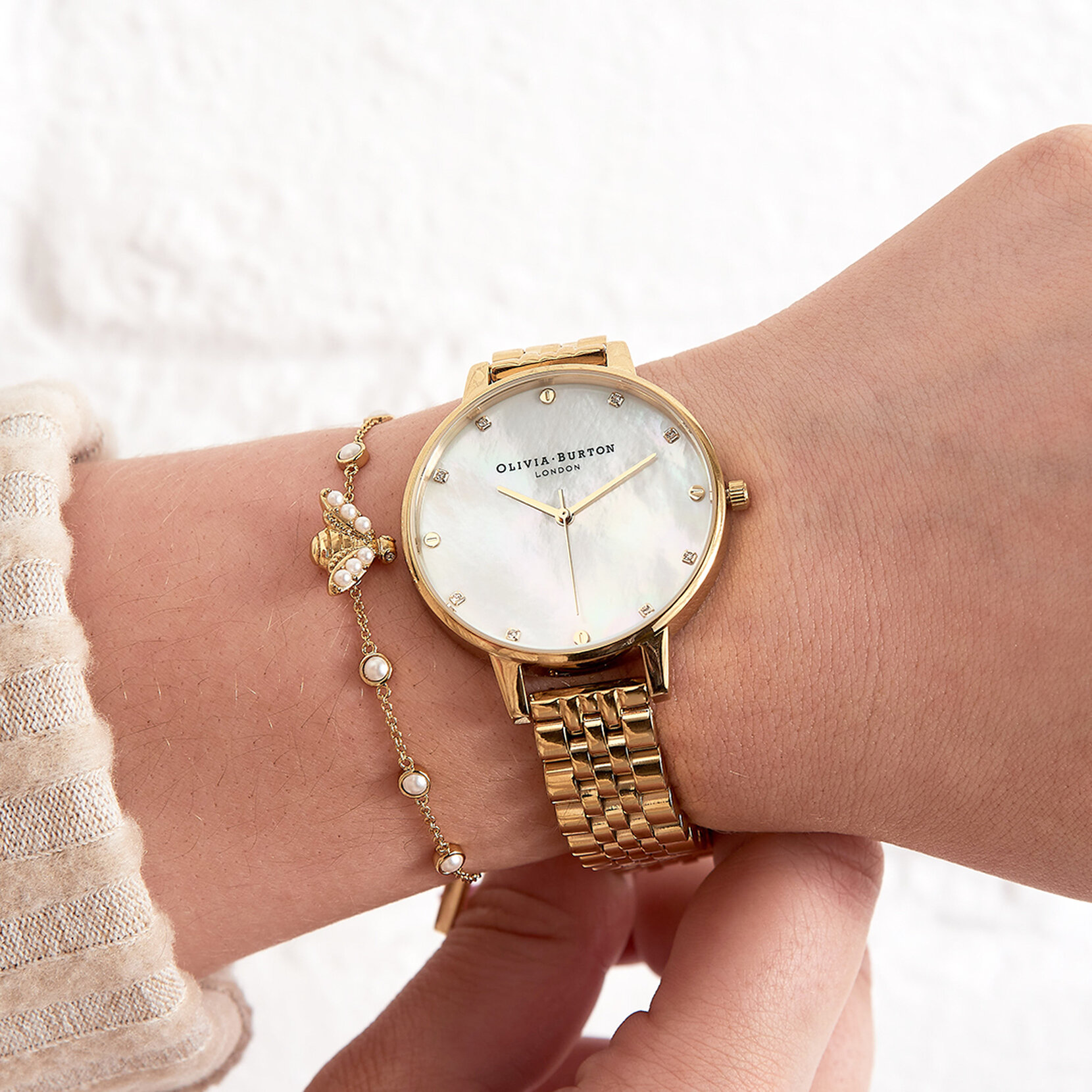 38mm White & Gold Bracelet Watch