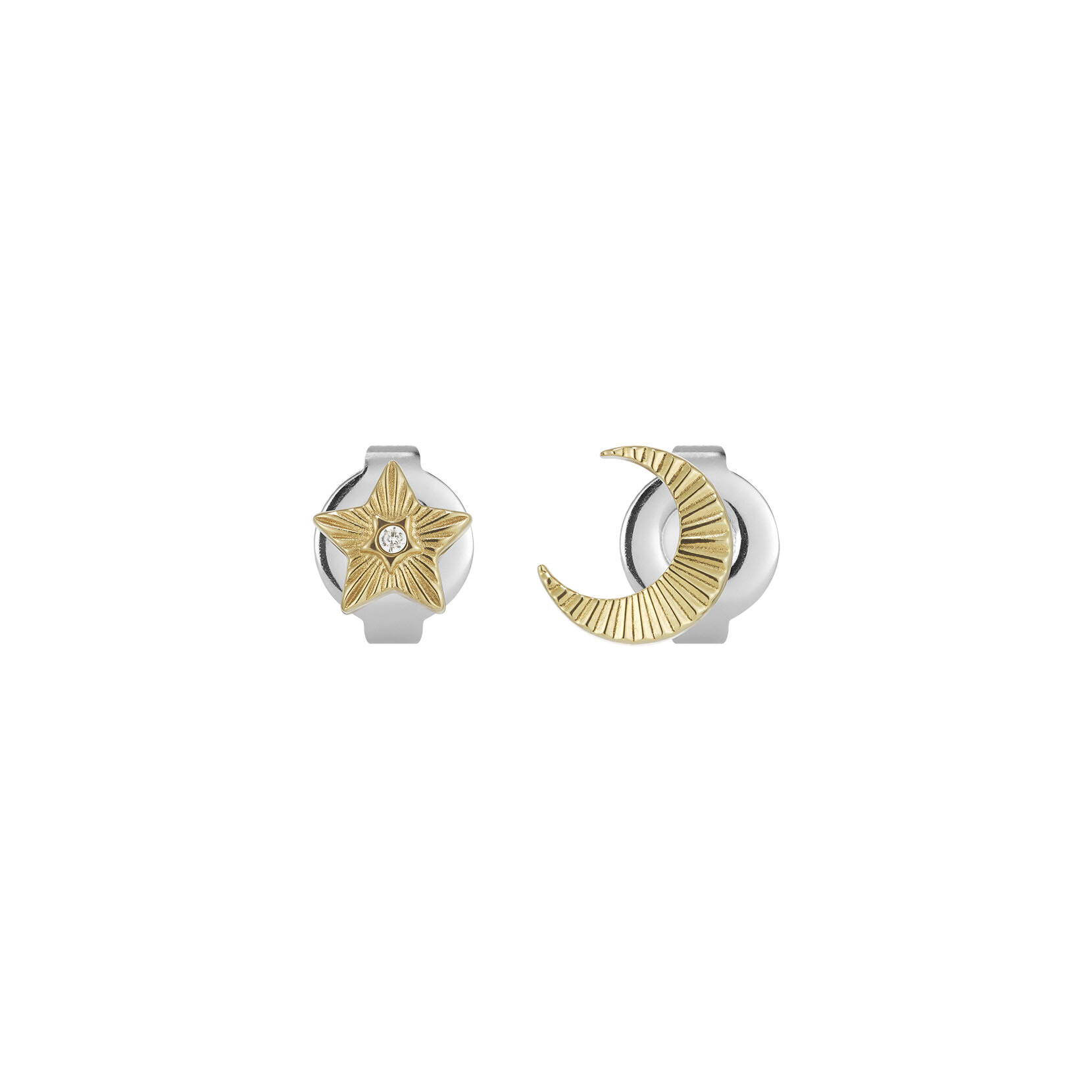 Celestial Mini North Star and Moon Gold Plated Stud Earrings
