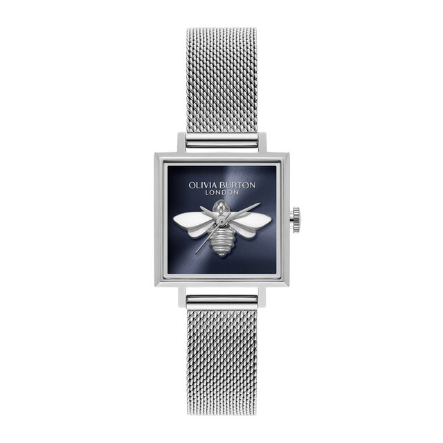 Montre maille Lucky Bee 23mm bleue et argent