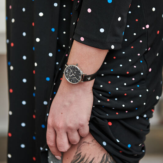 Celestial Star, Black & Silver Watch
