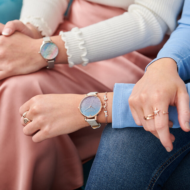 Glitter Ombre Big Dial Shimmer Pearl & Rose Gold Watch