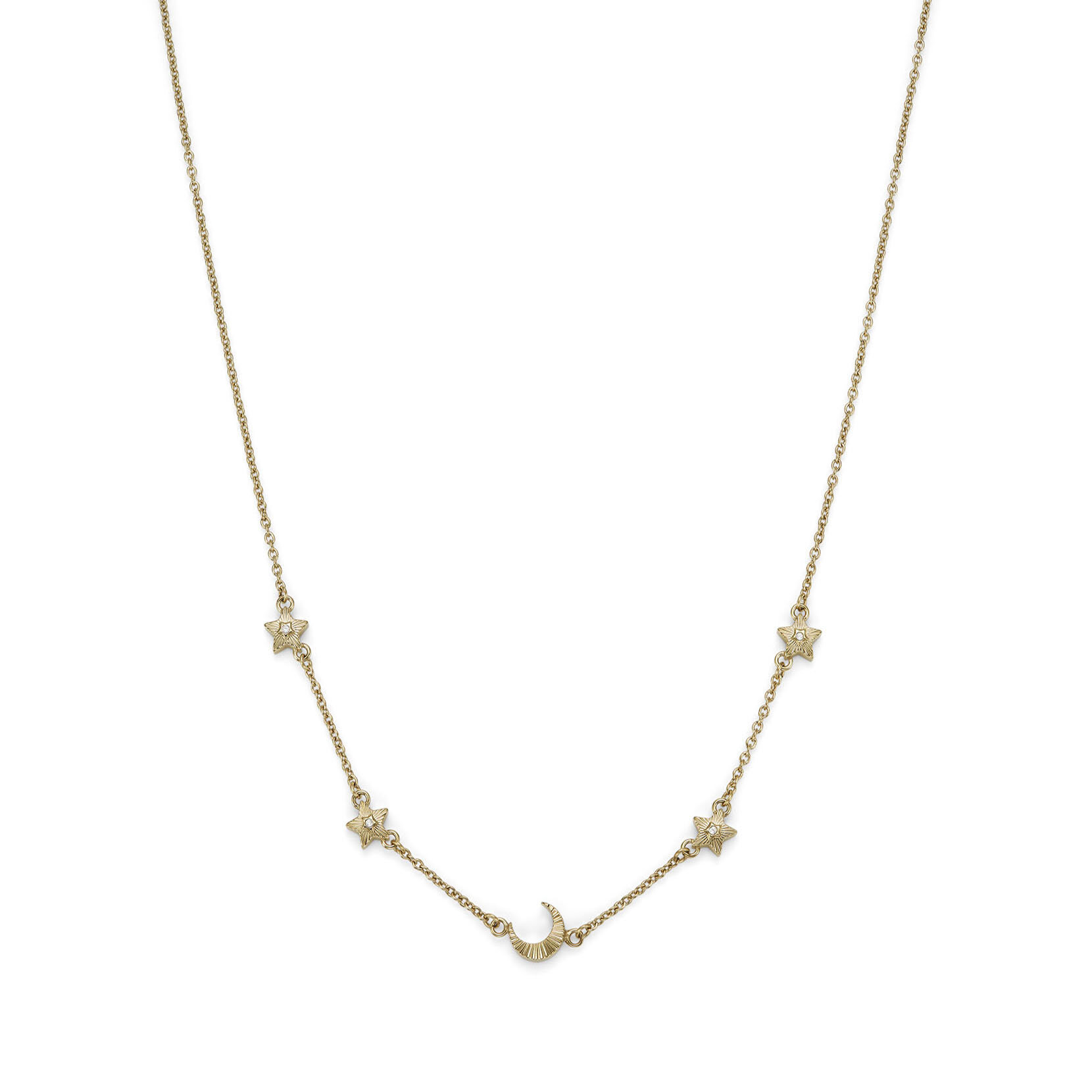 Celestial Mini North Star and Moon Gold Plated Necklace