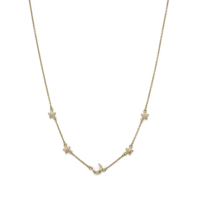 Celestial Mini North Star and Moon Gold Plated Necklace