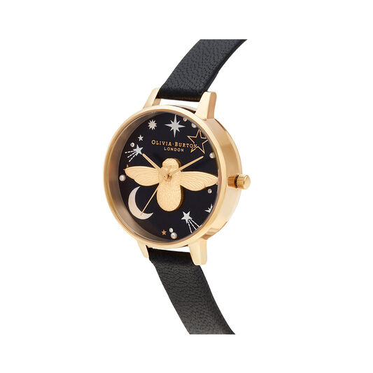 Celestial 3D Bee, Black & Gold Watch