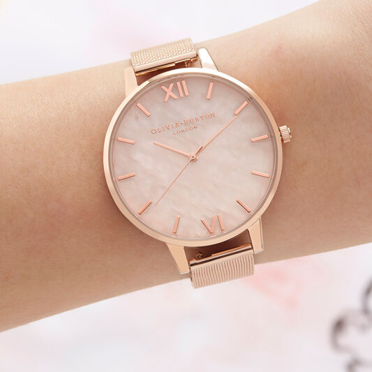 Semi Precious Rose Gold Mesh Watch