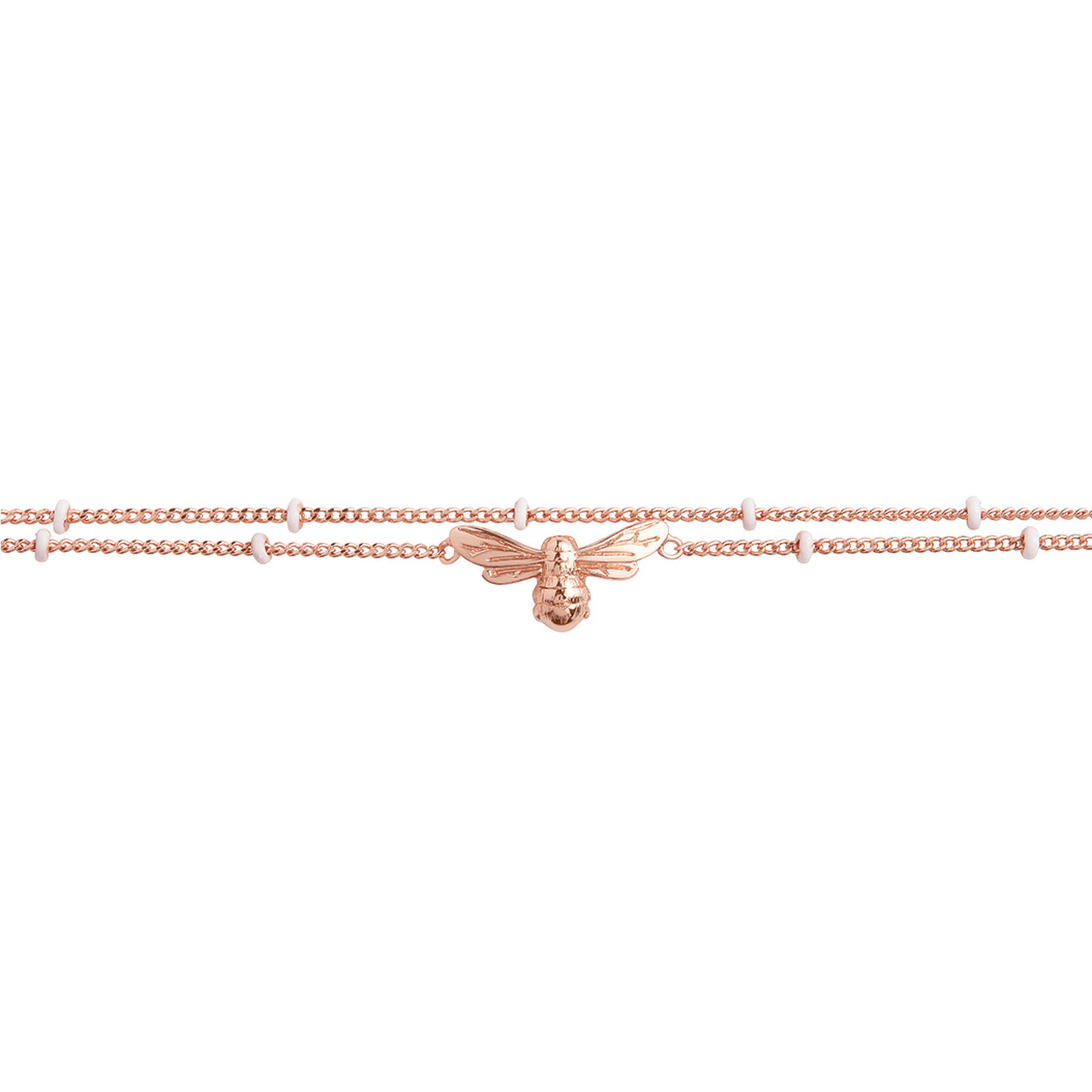 Bracelet chaîne Lucky Bee or rose à perle