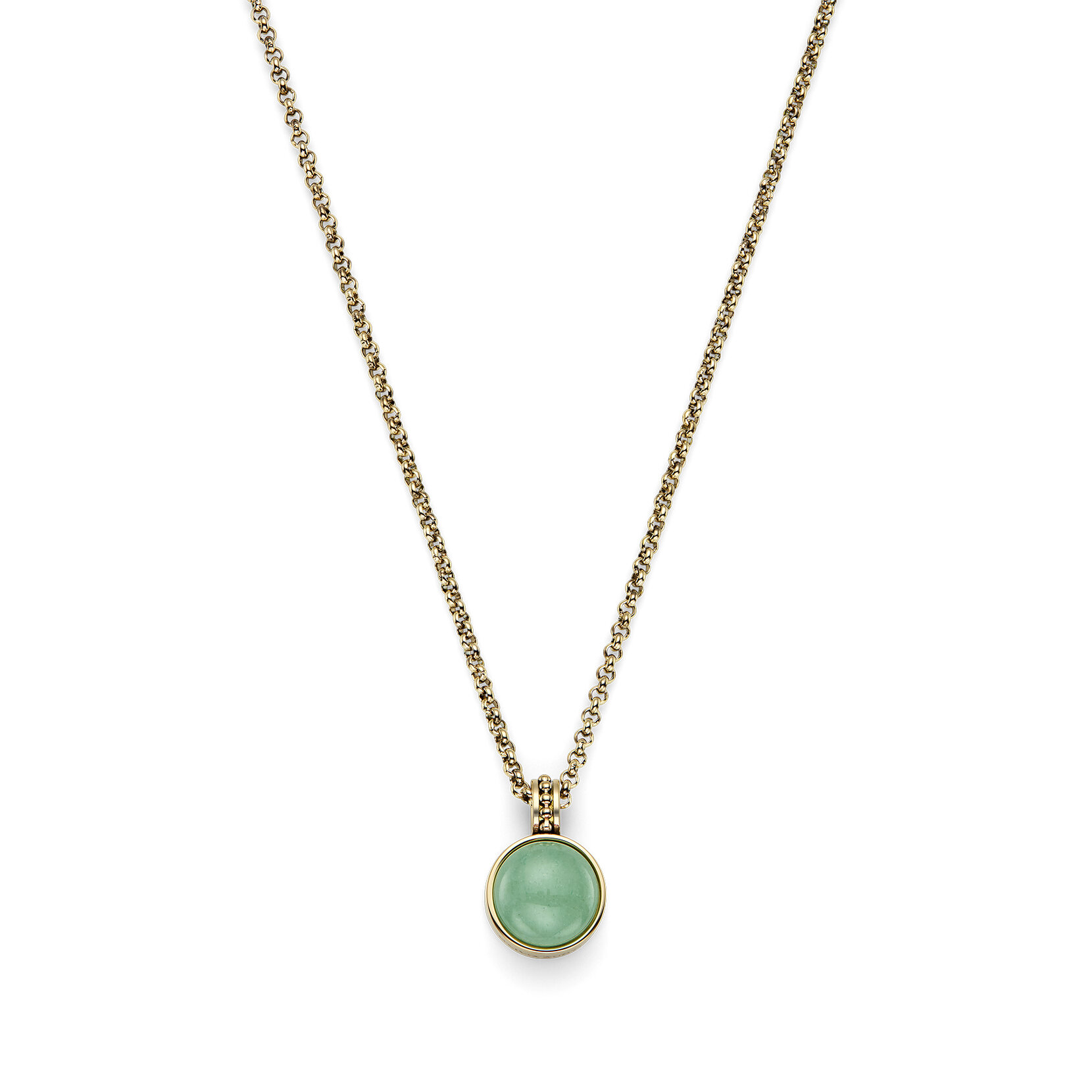 Collier Pierre Précieuse Aventurine Cabochon Plaqué Or