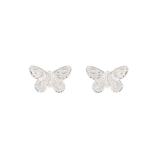 3D Butterfly Silver Studs