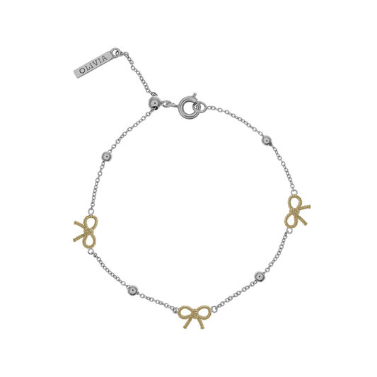 Bow and Ball Bracelet Silver and Gold