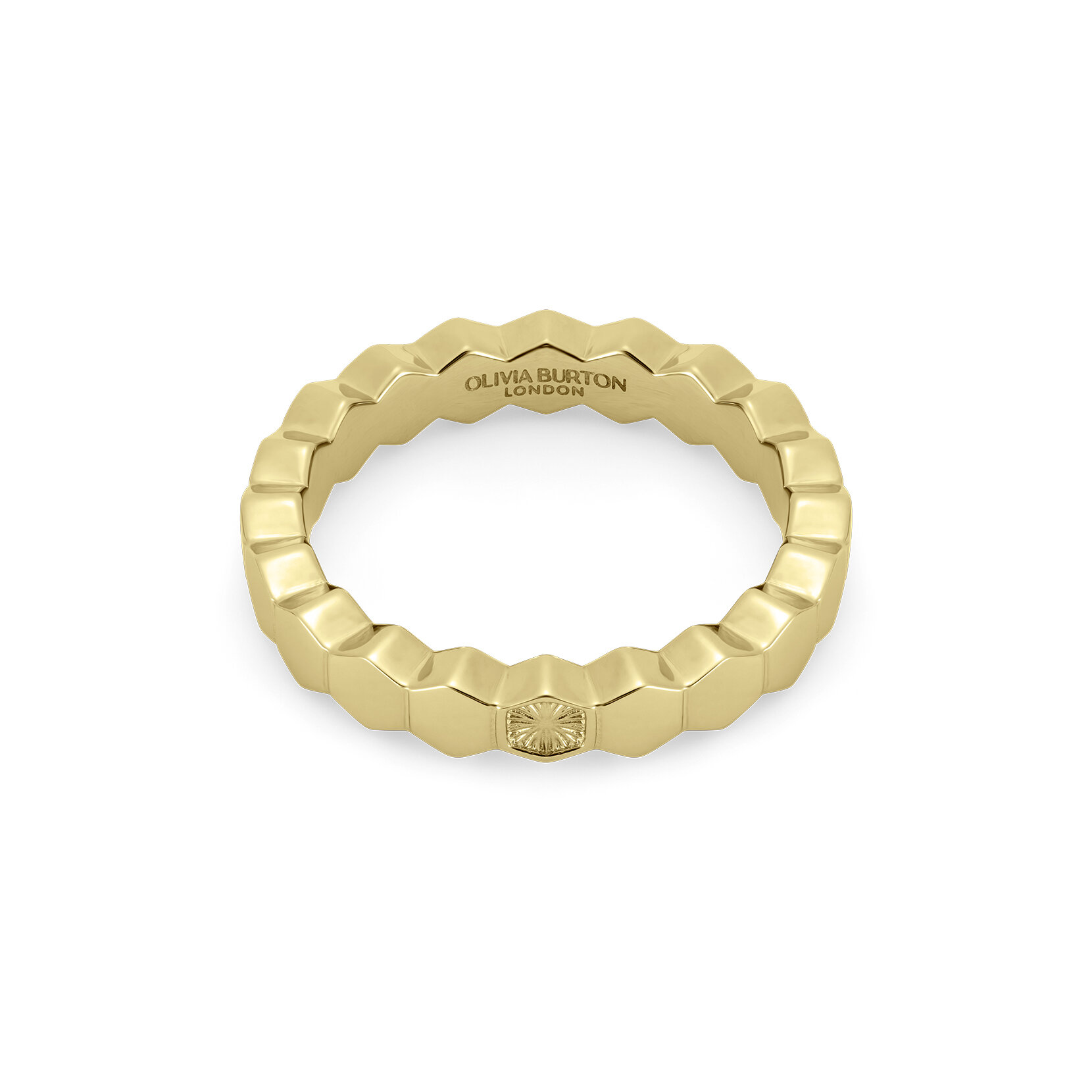 Bague M Petite Honeycomb Plaqué Or
