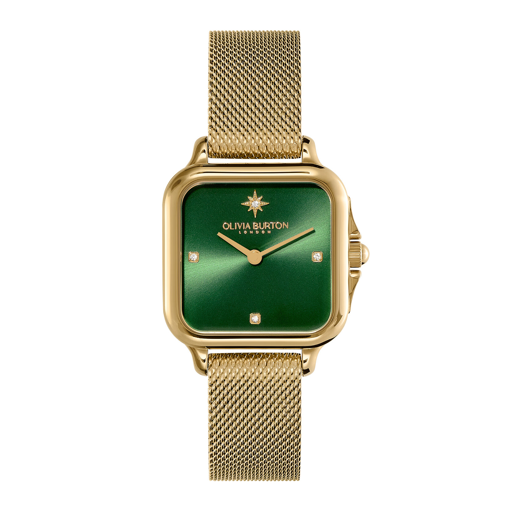 Montre Grosvenor bracelet milanais Vert et Or 28 mm