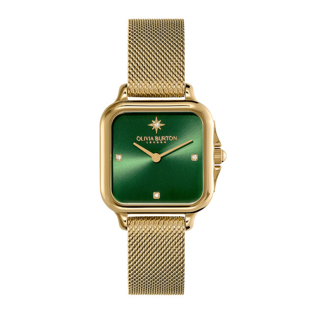 28mm Grosvenor Green & Gold Mesh Watch