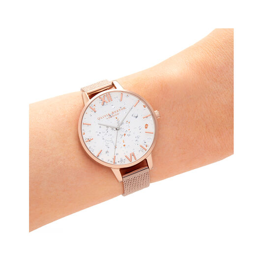 Celestial Rose Gold Mesh Watch