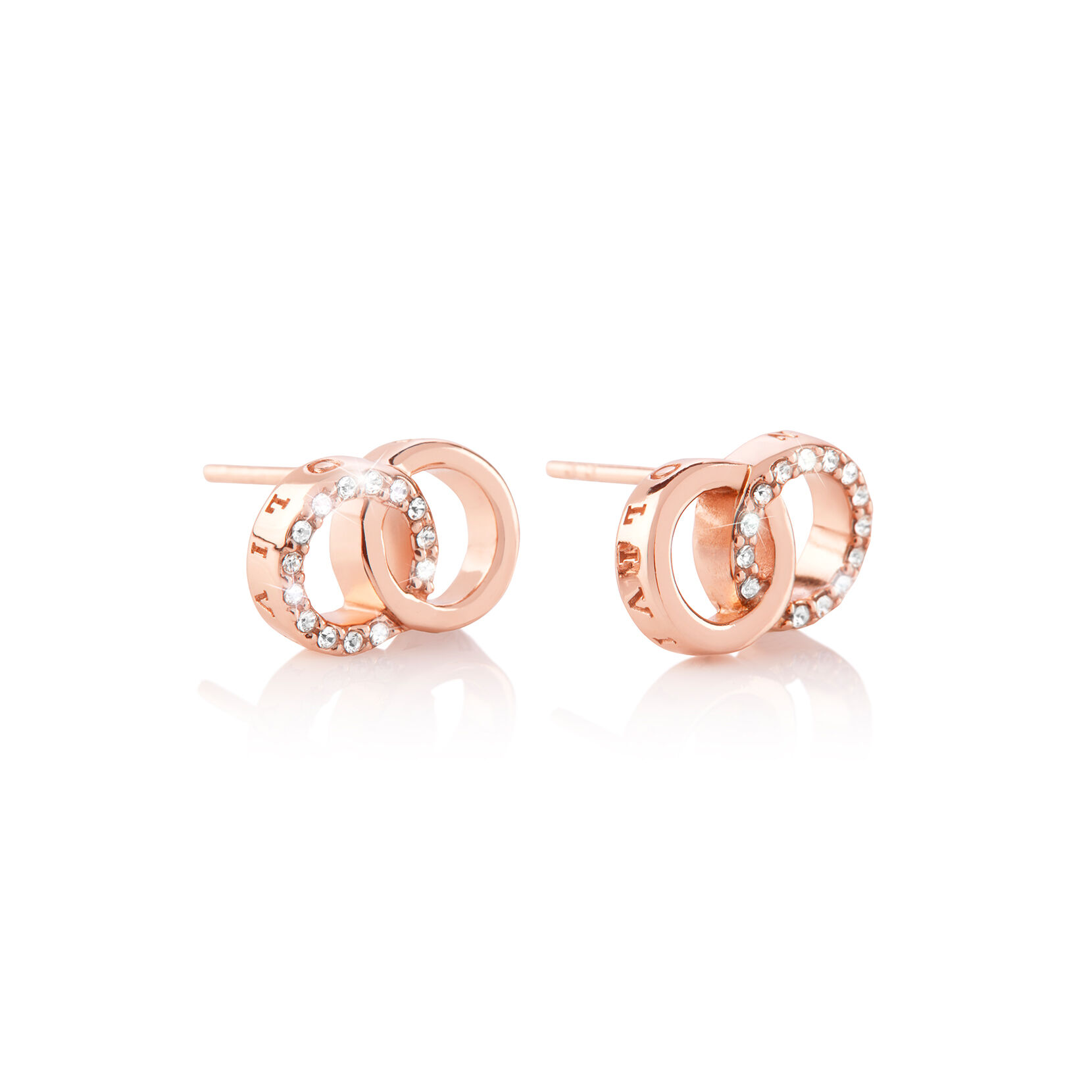 Bejewelled Classics Rose Gold Interlink Stud Earrings