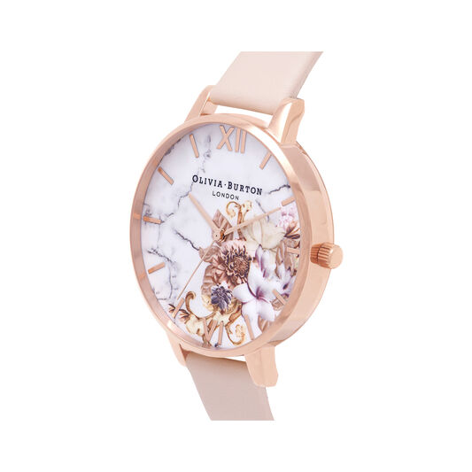 Marble Floral Nude Peach & Rose Gold Watch