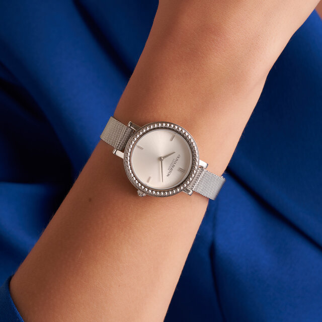 30mm Vintage Bead Silver Mesh Watch