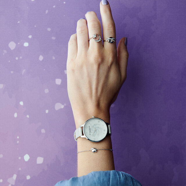 Montre Celestial à cadran Demi argent et nacre pailletée