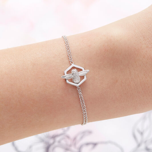 Honeycomb Bee Silver Bracelet