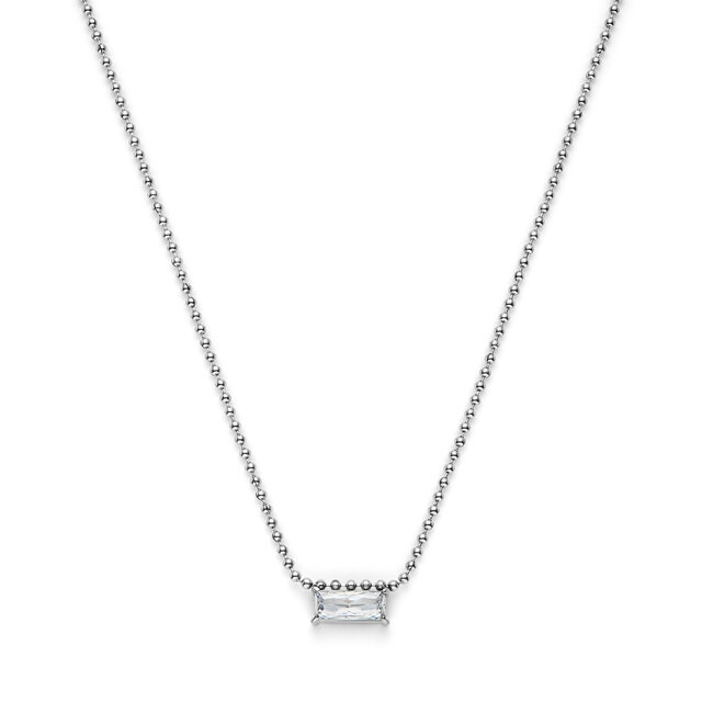 Baguette Crystal Silver Tone Necklace