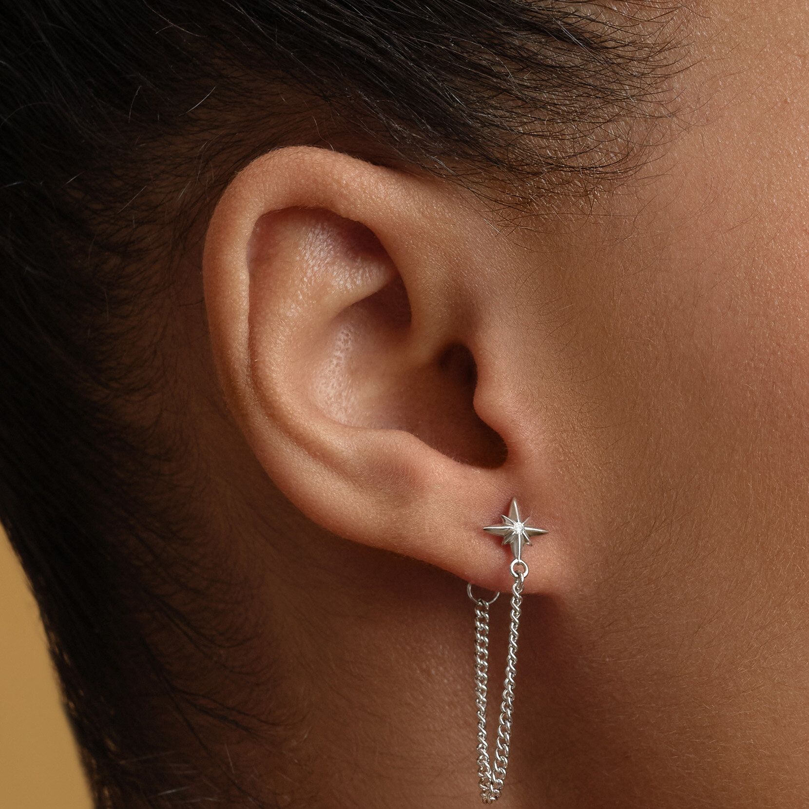 Boucles d'Oreilles Chaîne North Star Argent