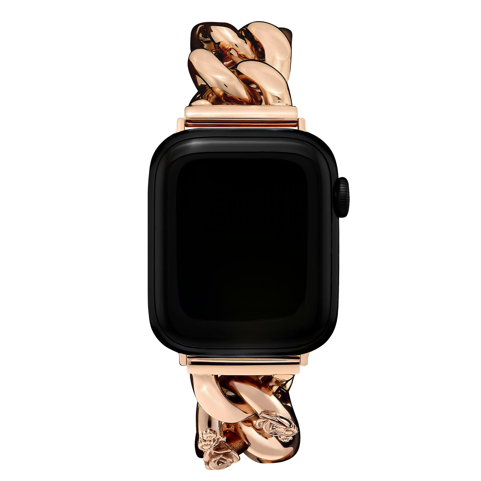 Rose Gold with Floral Link Bracelet Strap