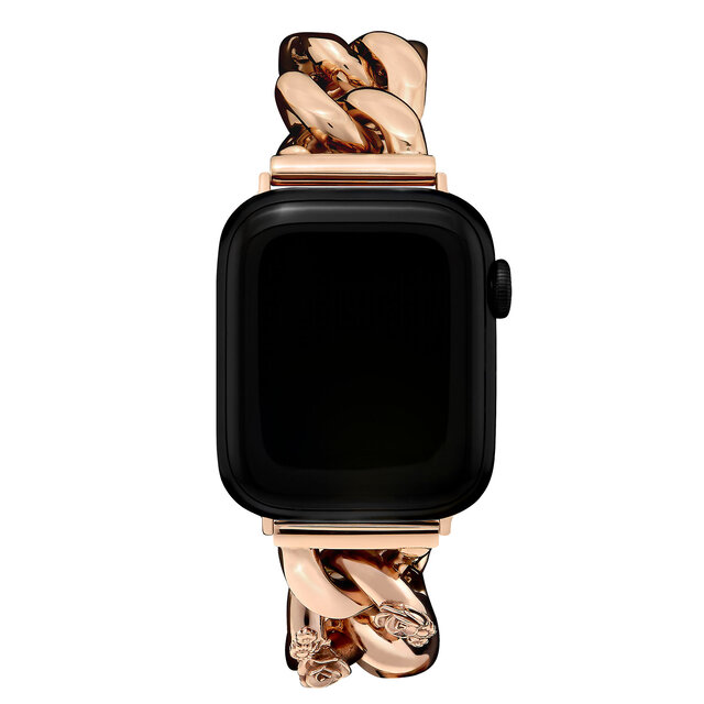 Bracelet or rose à maillons Floral