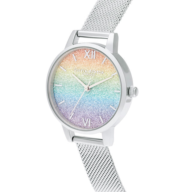 Rainbow 30mm Rainbow & Silver Mesh Watch