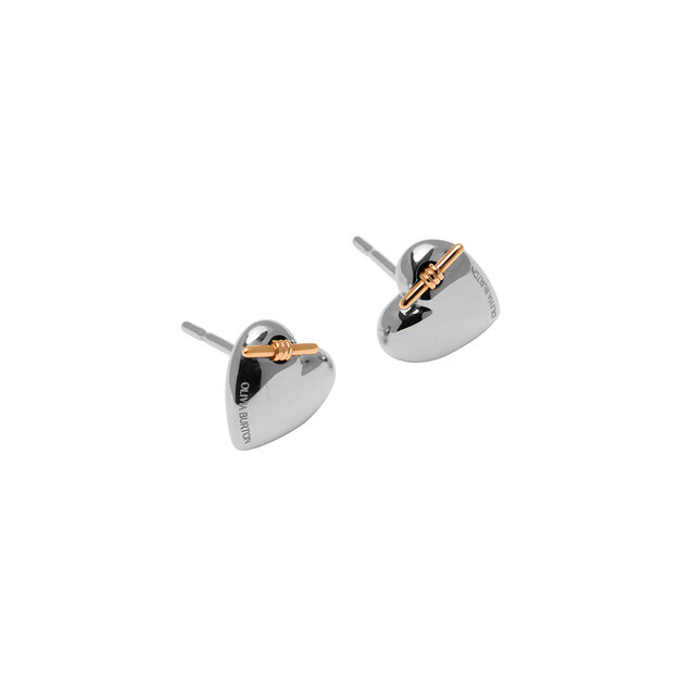 Clous d’oreilles Cœur et Nœud Argent