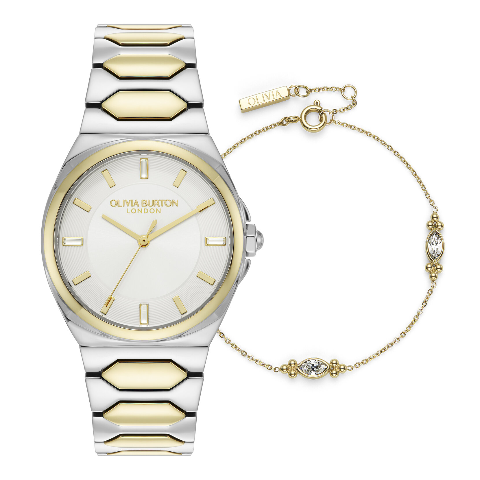 Montre Lustre 34 mm Ivoire & Bracelet Bicolore & Coffret Cadeau Bracelet Dainty