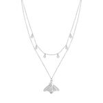 Glitter Bee Double Layer Silver Necklace