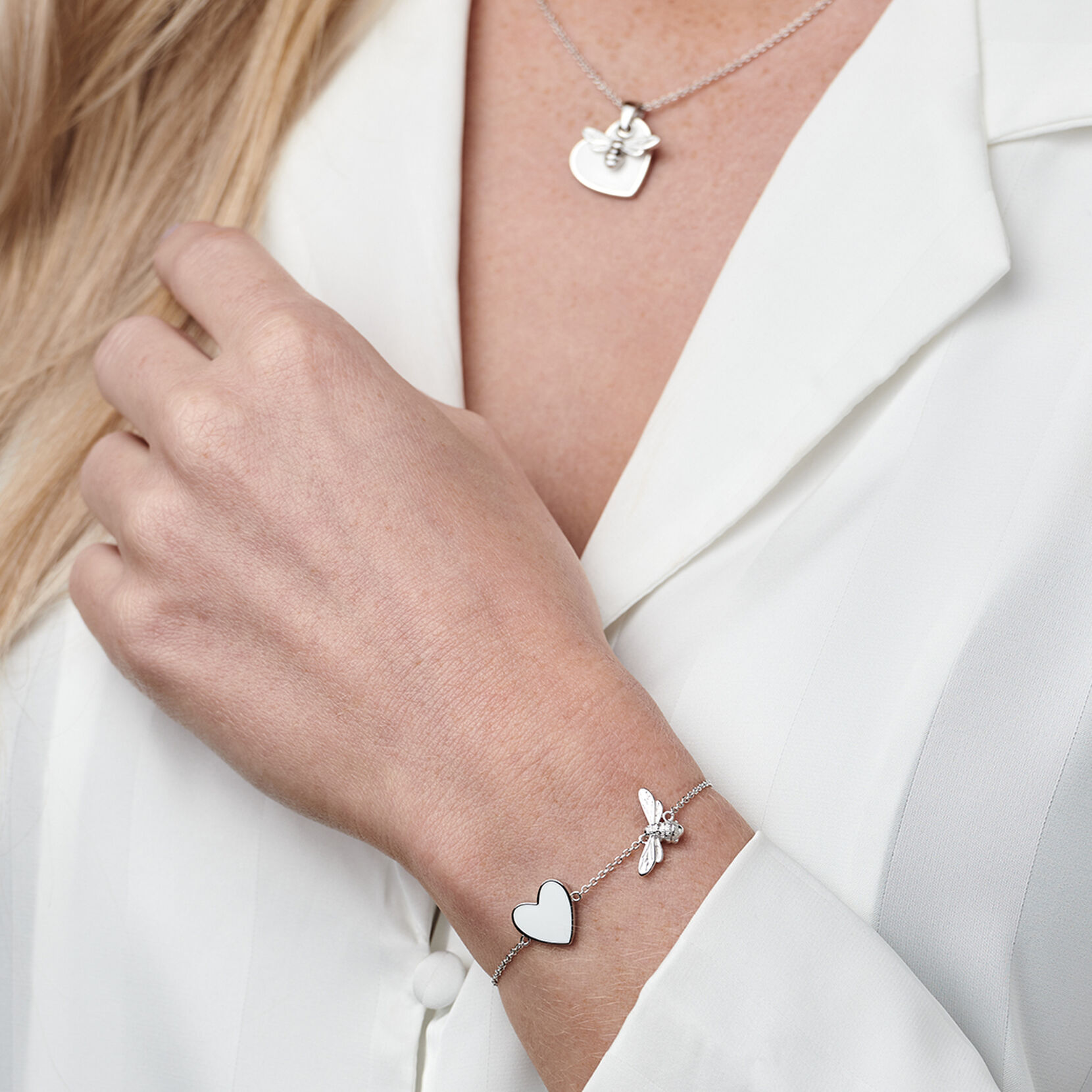 You Have My Heart Silver Heart & Bee Bracelet