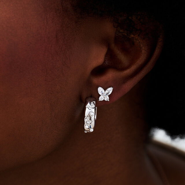 Clous d’oreilles Sparkle Butterfly Marquise Butterfly argent