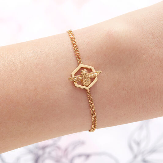 Honeycomb Bee Gold Bracelet