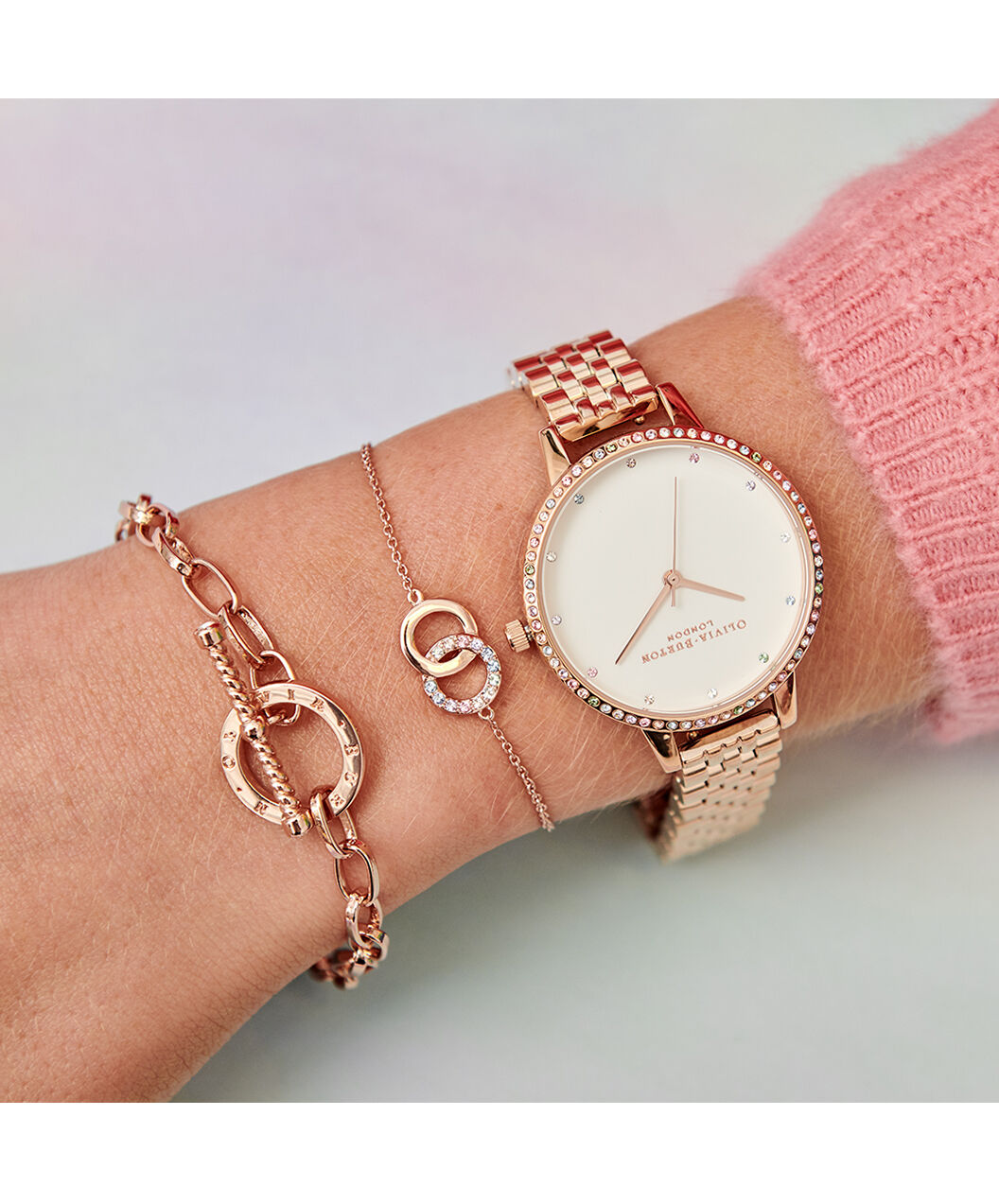 Rainbow Bezel Rose Gold Bracelet Olivia Burton London