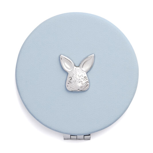3D Bunny Compact Mirror Chalk Blue & Silver